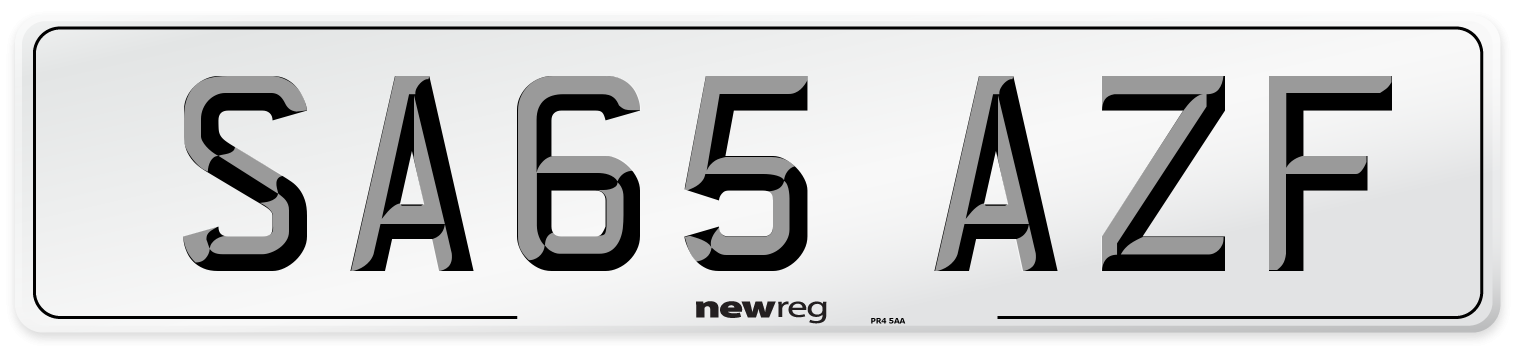 SA65 AZF Number Plate from New Reg